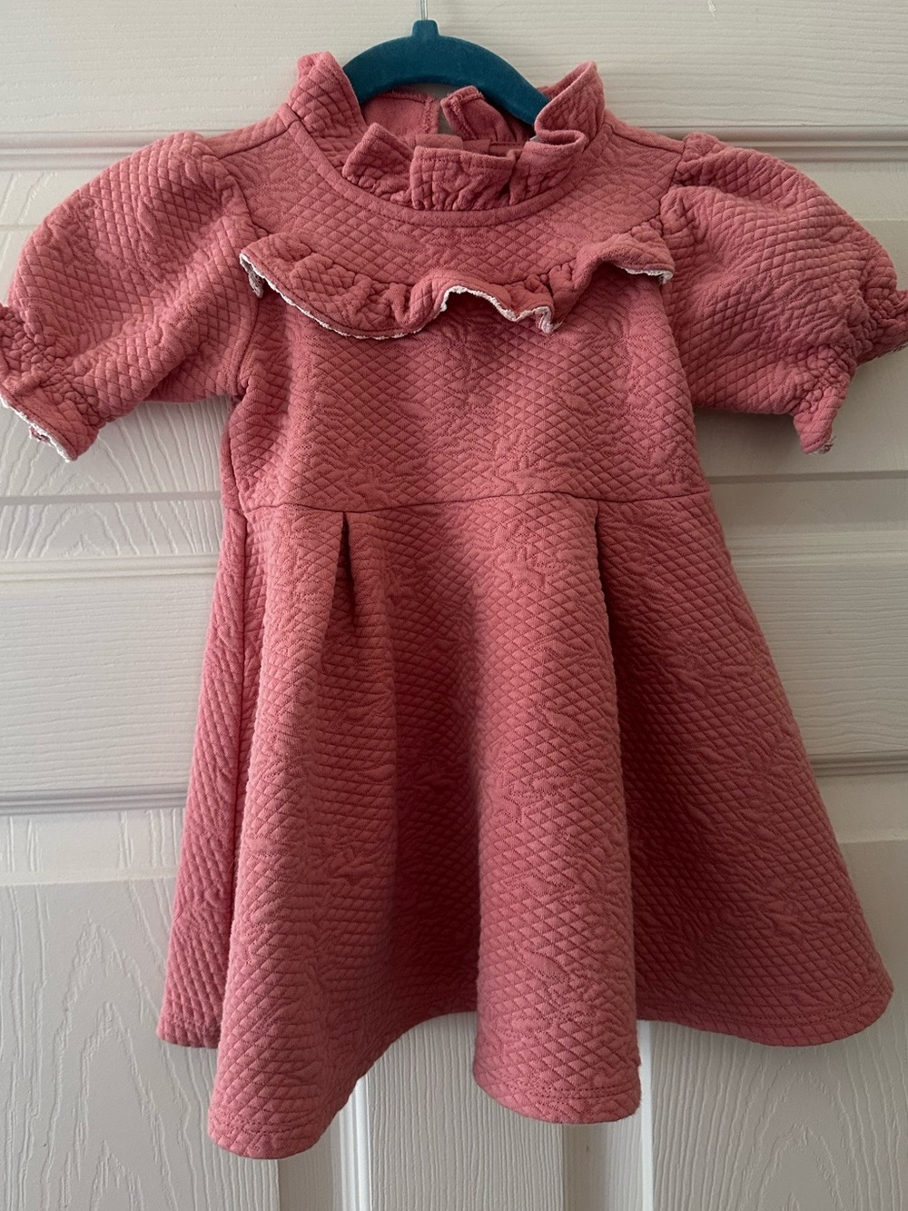 Janie and Jack Quilted Ruffle Yoke Dress - Dusty Rose